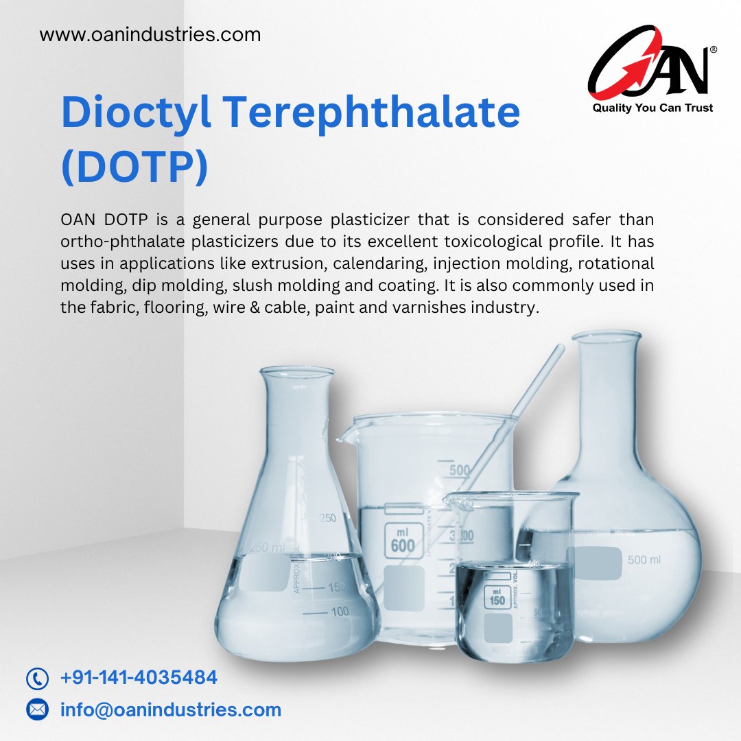 oanindustries's tweet photo. Dioctyl Terephthalate (DOTP)
#dotp #dioctylterephthalate #orthophthalates #polymeradditives #plasticizers #pvc #plasticindustry #wireandcable #flooringfabric #phthalates #chemicalmanufacturing #oanindustries https://t.co/0A6Vqpzpu0