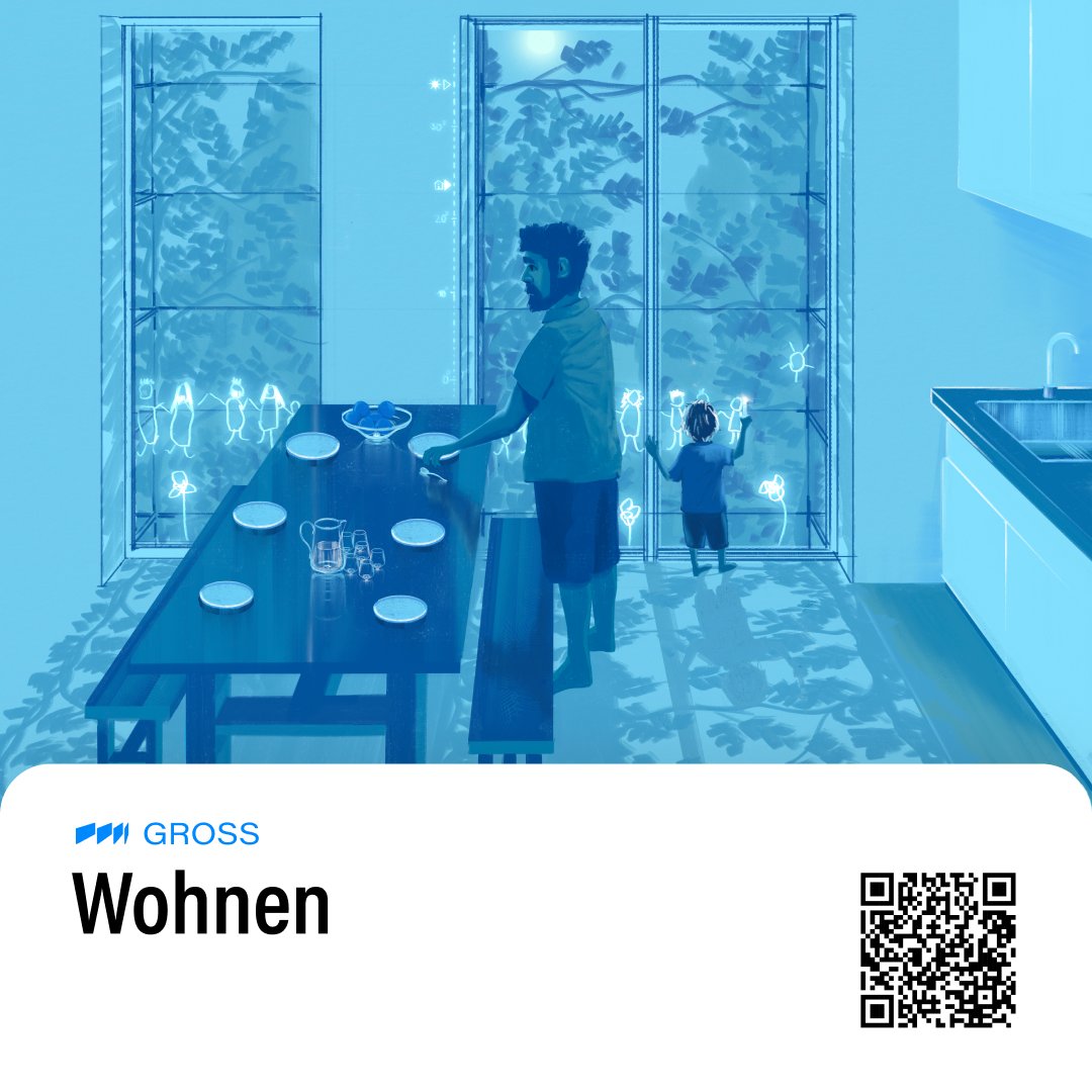 2040 wohnen  wir nicht nur klimaneutral, sondern auch raumsparender und geselliger  und können so dem Ressourcenverbrauch und der Vereinzelung  entgegenwirken. Innovative Quartiere und Gebäude ermöglichen flexibles  Wohnen sowie kurze Wege für den alltäglichen Bedarf.