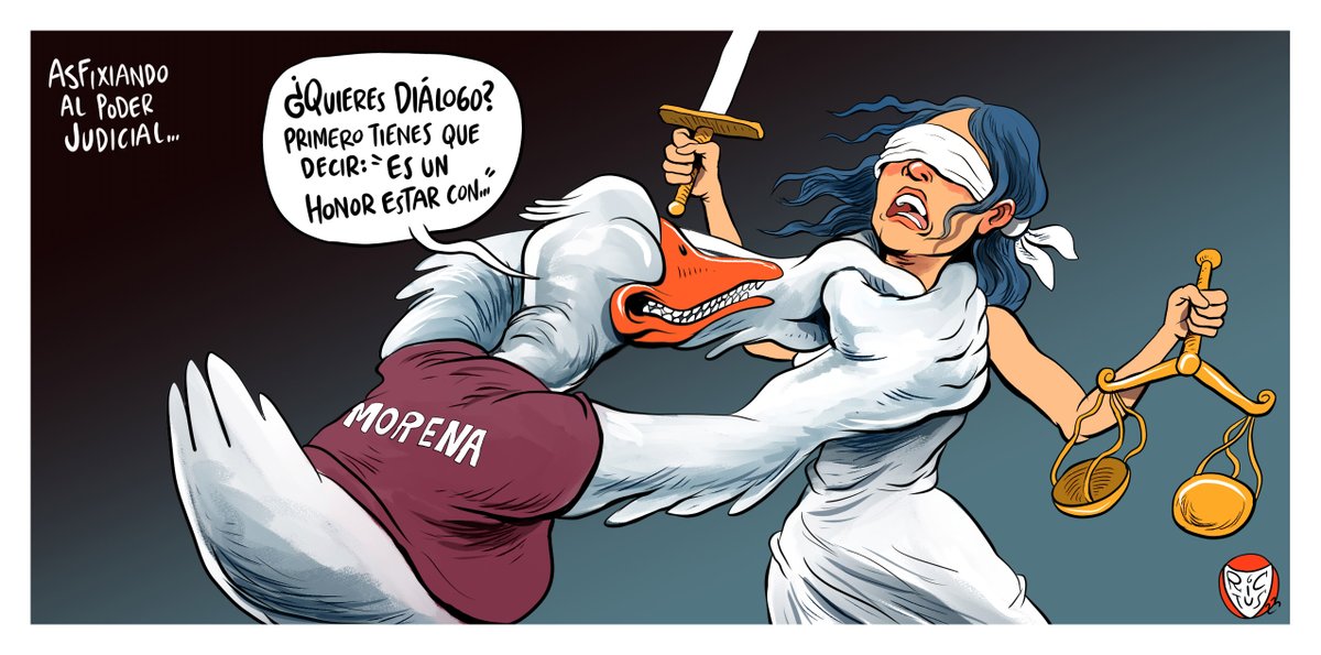 monerorictus's tweet photo. "Asfixiando al Poder Judicial" Cartón publicado en @ElFinanciero_Mx https://t.co/LwzEvuBpCk