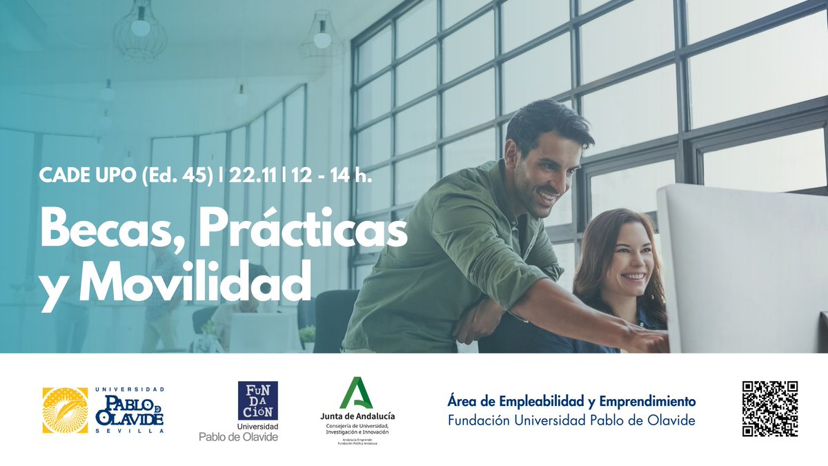 🗓️El próximo 22/11 a las 12 h tendrá lugar en el #CADEUPO de <a href="/pablodeolavide/">Pablo de Olavide</a> un taller informativo sobre las principales #becas, #prácticas y demás recursos de movilidad #internacional para mejorar vuestro perfil profesional.
✏️Inscripciones gratuitas en upo.es/fundacion/empl…