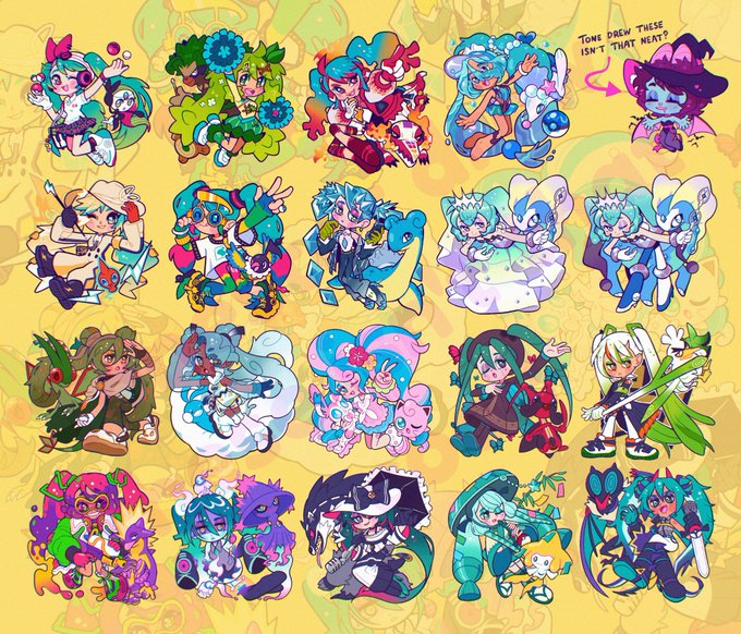 Just wanted to post all the Poke Miku fanart together in one pic!