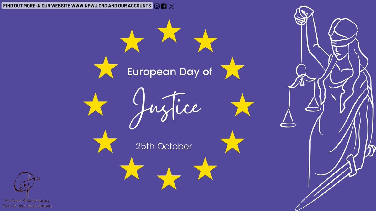 Today, the 25th of October NPWJ celebrates the European Day of Justice! 🇪🇺⚖️ Celebrate the European Day of Justice with us and if you want to find out more follow our accounts or check-out our website npwj.org #npwj #europeandayofjustice #justice