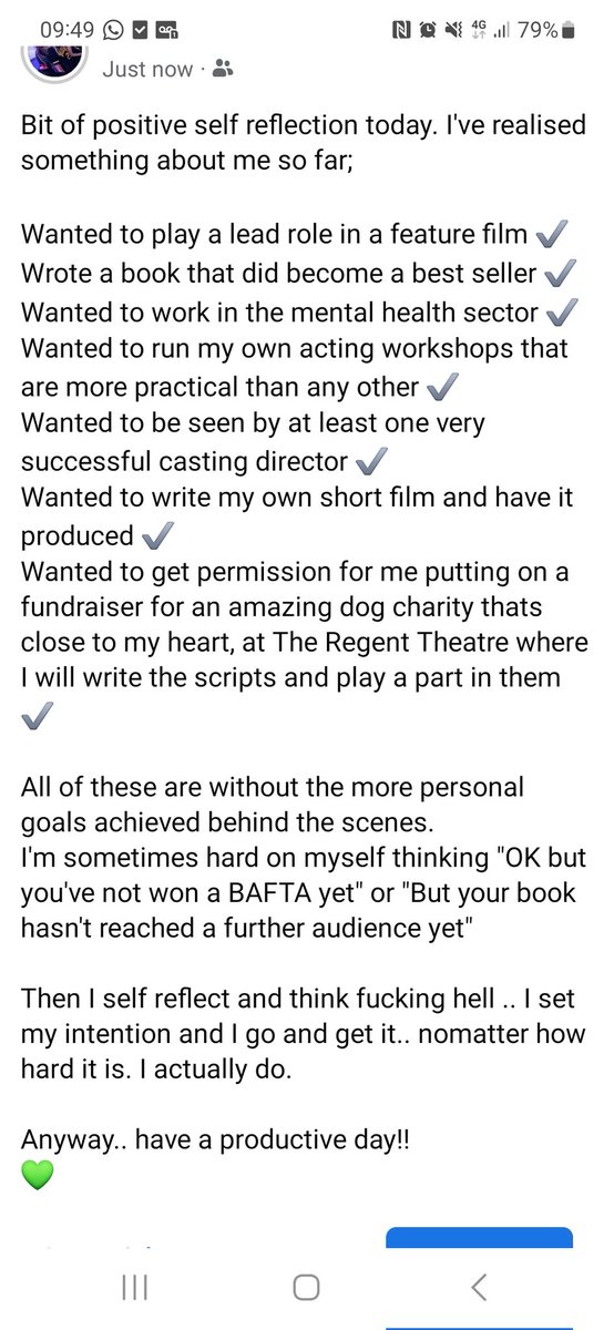 I've had a self reflection morning and I'm actually so proud of who I am!! When you have the start that I did in life, you don't have much hope for your future unless you change it yourself. I did the work, for me and my son. 💚 
#childhoodtrauma #writer #goals #success #actor