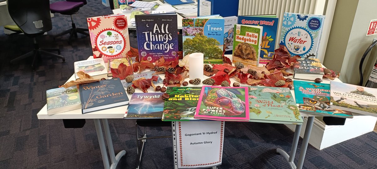 Mae Gogoniant Yr Hydref Wedi Cyraidd Llyfrgell Treganna. Dewch i Ddarllen Llyfr Am Yr Hydref. 

Autumn Glory Has Reached Canton Library. Have a Read of Our Autumn Book Selection.