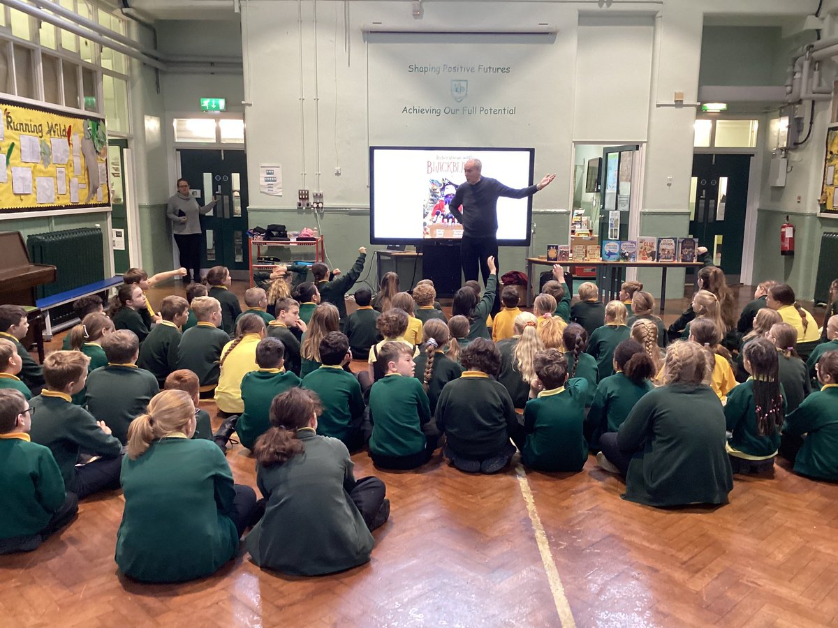 burlingtonjnr's tweet photo. Great start to our morning! We welcome author @andyseedauthor We have already learnt 5 reasons why it is great to be an author. Throughout the day, all year groups will be working with Andy on a range of writing workshops. #careereducation #readingforlearning #writing https://t.co/y52TRtD3nq