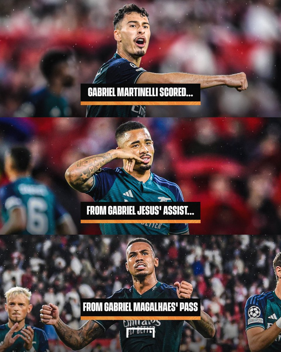 goal's tweet photo. Arsenal got their Gabriel ➡️ Gabriel ➡️ Gabriel goal 😇 https://t.co/pcId90GHl5