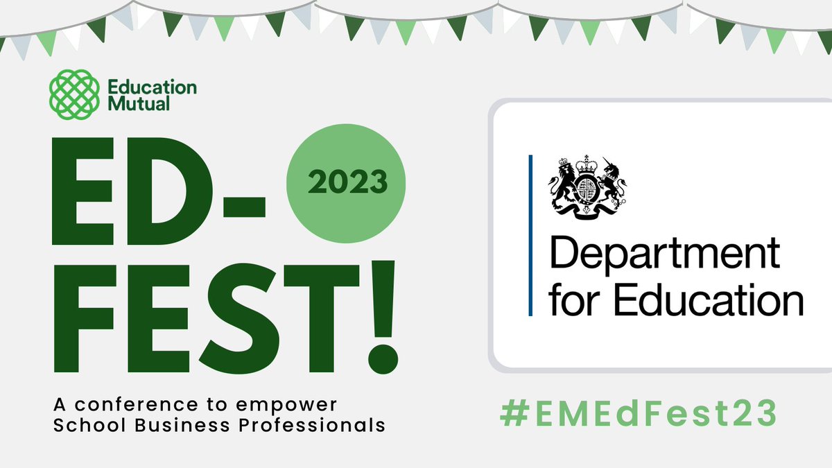 Join us in welcoming the Department for Education to Ed-Fest 2023!

Mark your calendars for #EMEdFest23 as they'll also be joining our line-up of influential keynote speakers to share their support for the School Business Professionals community!💚