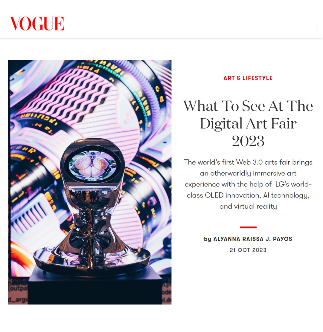 nickteeple_'s tweet photo. Thank you @VogueHK for the cover photo on the article covering @DigitalArtFair. I worked for months to bring this sculpture to life. The response has been overwhelming and it was a small miracle it all came together so beautifully. https://t.co/lpNtt3Qdw5