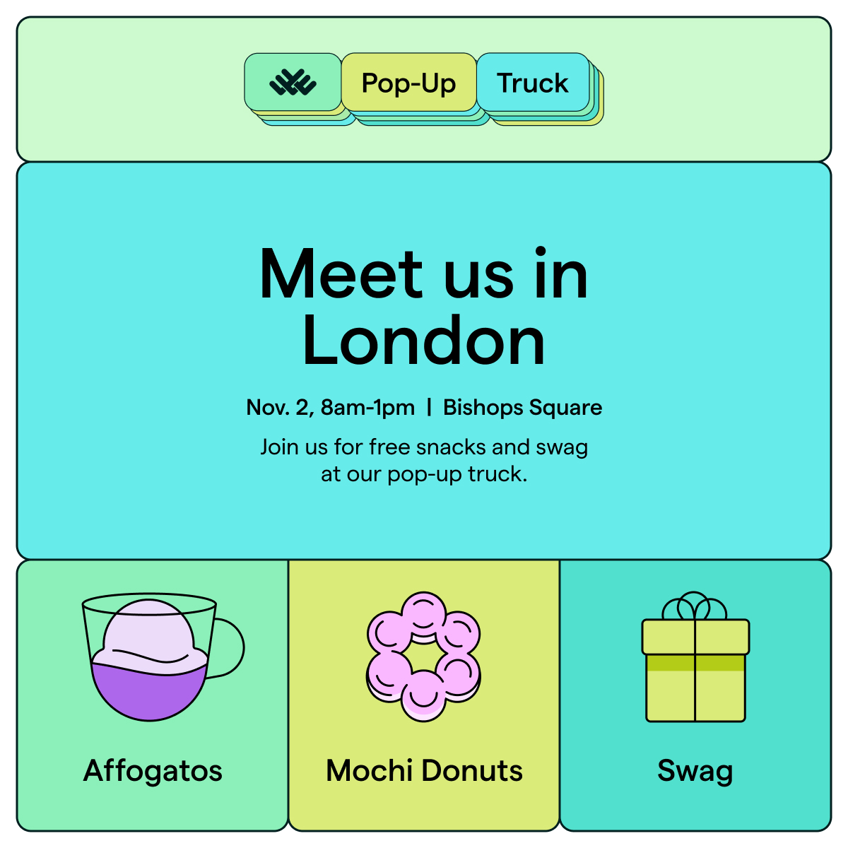 Londoners, you're in for a treat 🍩 The Lattice Pop-Up Truck is stopping at Bishops Square on Nov. 2, and affogatos, mochi donuts, and HR insights are all on the menu! #BetterWithLattice