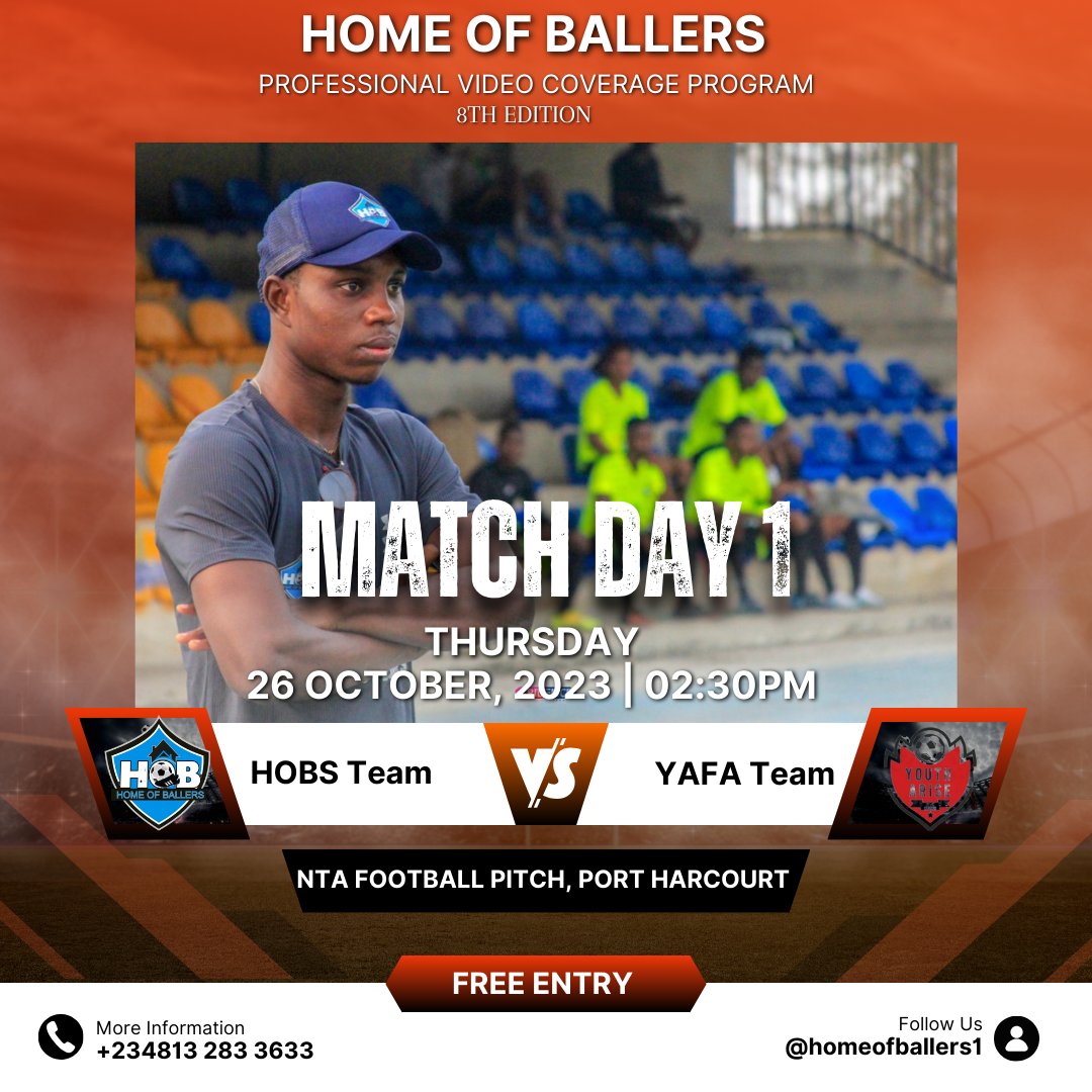 homeofballers1's tweet image. 📢Here We Go 🙂

The 8th Edition of the Home Of Ballers Professional Video Coverage Program Holds tomorrow by 1pm.

Let's Go Make History 💪💪

#footballprogram #soccergames #scouting