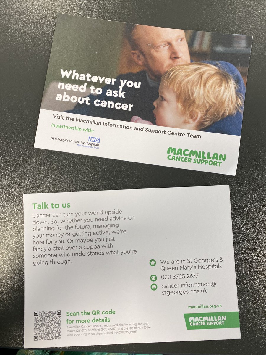 Loving our new postcards 🤩 Thank you @macmillancancer ! Incredibly helpful to have access to amazing resources supporting us with promoting our service far & wide #workingtogether #TeamMacmillan #TeamStGeorges #PatientExperience #Expofcare