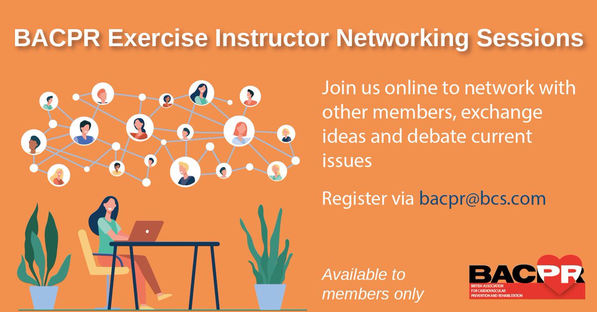 Reminder : next @bacpr EIN members free online networking session is Fri 27th Oct 16.30 - 17.30 - come and chat online with other @bacpr exercise instructors Email bacpr@bcs.com to register and receive link to join.