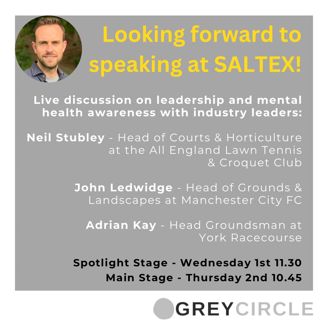Who's attending <a href="/SALTEX_show/">SALTEX | Turf Management Show</a> at <a href="/thenec/">The NEC</a>?

I'll be hosting live interviews, discussing all things leadership and mental health with industry leaders. 

Wednesday 1st November - Spotlight Stage at 11.30am

Thursday 2nd November - 
Main Stage at 10.45am

@thegma_
#SALTEX
#sportsturf