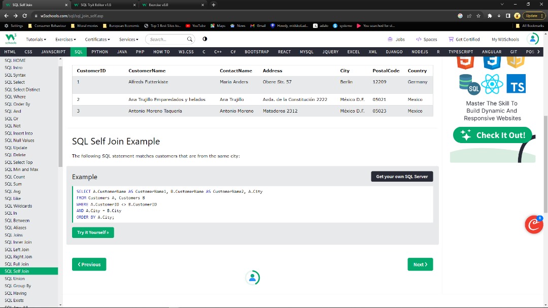 iam_daniiell's tweet image. #day18 of #100DaysOfCode 
I practiced SQL basics using #w3schools.
 Covered a lot of fundamentals last night 
#30daysofsql