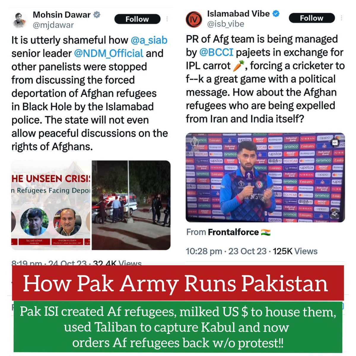 LageRahoKashmir's tweet image. #PakISI &amp;amp; #PakISPR of #PakArmy after creating &amp;amp; milking #AfghanRefugees, want em 2 go back 2 #Afganistan silently
Wonder why supporters of #PalestineUnderAttack are not raising issue of #HumanRights of #AfghanRefugeesUnderAttack 🤔
@MEAIndia @adgpi @sushantsareen @AdityaRajKaul