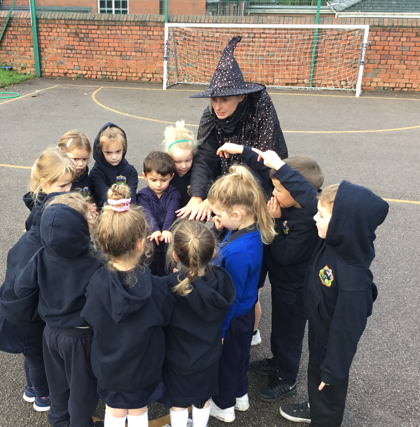 FlushdykeJandI's tweet photo. @PeProvision Doing their thing! A witch has come to Flushdyke this morning in PE. Potion Making and lots of Halloween movements #justyournormaldayinprimary #halloweenfun https://t.co/nju5TA9sza