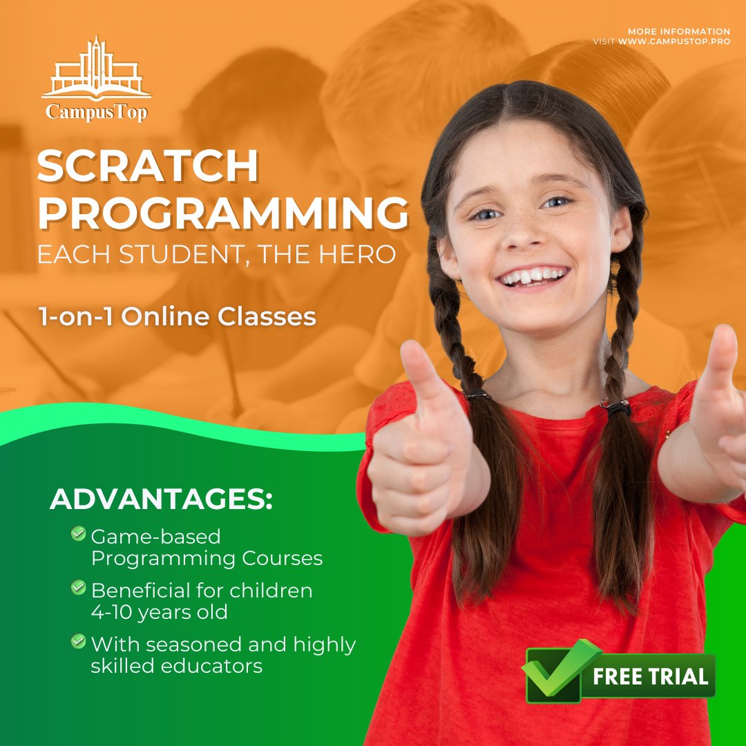 CampusTop_'s tweet image. We believe that learning to code at a young age has the power to break barriers, open new doors, and change lives.
Join our FREE Trial Class today!
Visit campustop.pro to register.
#CodingFun
#CodingWithCody
#StartCodingNow
#programming
#coding
#scratchcodinggame