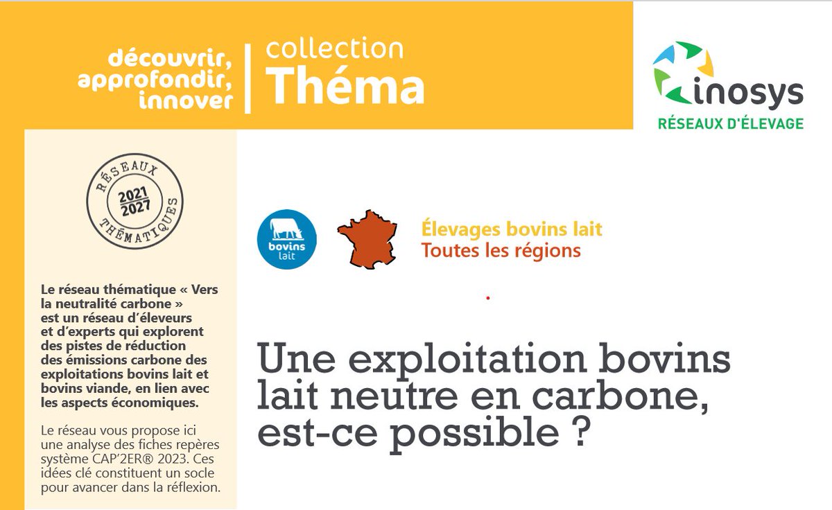 CharlotteDockes's tweet image. Élevage🐄 neutre en carbone : possible ? 
RT #INOSYS 
👉 Meilleures émissions brutes 0,8 kg eqCO2/l🥛 ➡️OPTIMISATION 
👉Neutralité C possible en systèmes herbagers extensifs➡️STOCKAGE
idele.fr/inosys-reseaux…