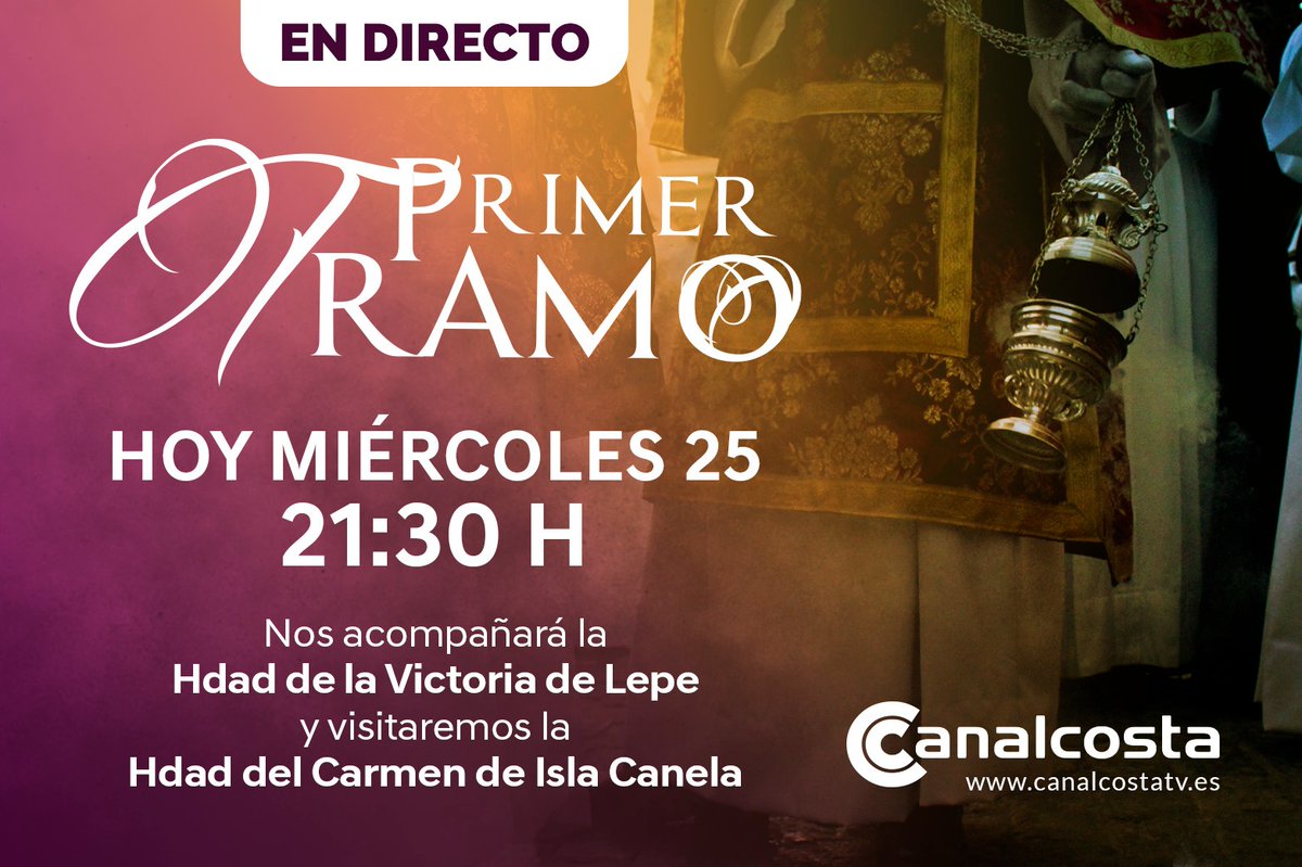 ✝️ Hoy tienes de nuevo una cita con 𝐂𝐮𝐜𝐡𝐢 𝐁𝐮𝐞𝐧𝐨 𝐞 𝐈𝐯𝐚́𝐧 𝐆𝐚𝐫𝐫𝐢𝐝𝐨 que te llevaran a casa toda la actualidad de la Semana Santa. 𝑻𝒆 𝒆𝒔𝒑𝒆𝒓𝒂𝒎𝒐𝒔, 𝒄𝒐𝒏 𝒂𝒓𝒐𝒎𝒂 𝒂 𝒊𝒏𝒄𝒊𝒆𝒏𝒔𝒐, 𝒚 𝒔𝒐𝒏𝒆𝒔 𝒅𝒆 𝒎𝒂𝒓𝒄𝒉𝒂 𝒄𝒐𝒇𝒓𝒂𝒅𝒆 📷