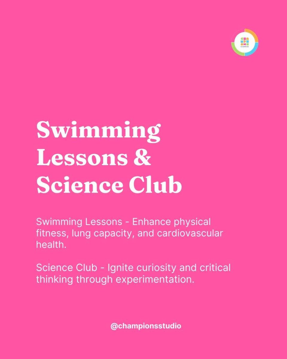 Championstudio_'s tweet image. "Elevate Your Kids' Minds with These 10 After-School Activities! From dance to chess, art to science, there's something to ignite their passions and keep their minds buzzing! 🕺🎨🏊📚👩🍳🎭🧩📖✨ #AfterSchoolAdventures #MindStimulation"