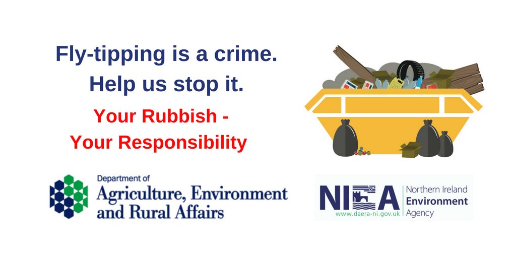⚠️Fly-tipping is a crime. Play your part in keeping NI rubbish free 👉Whether you hire a skip, pay a builder or a ‘man with a van’ to remove household waste you must ensure they're licenced 🔗More at nidirect.gov.uk/articles/repor… @nidirect @KeepNIBeautiful @belfastcc @PoliceServiceNI