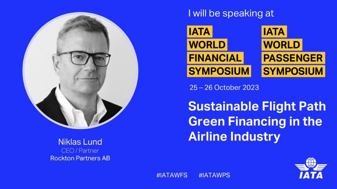 Don’t miss CEO Niklas Lund speaking at IATA World Financial Symposium and IATA World Passenger Forum about Sustainable Flight Path Green Financing in the Airline Industry <a href="/IATA/">IATA</a>
