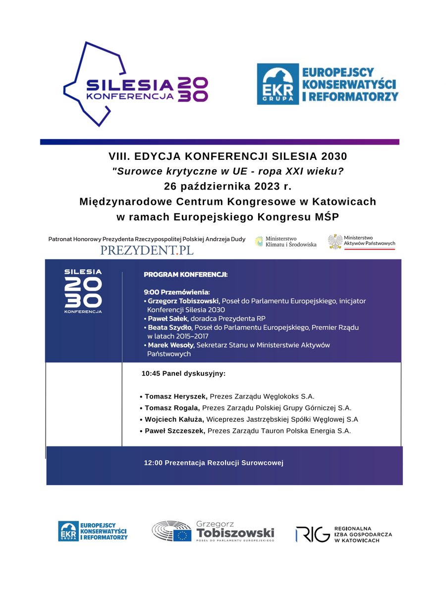 To już jutro. Zapraszam! Rejestracja przez stronę Europejskiego Kongresu MŚP #konferencjasilesia2030 #energia #gospodarka #bezpieczeństwo