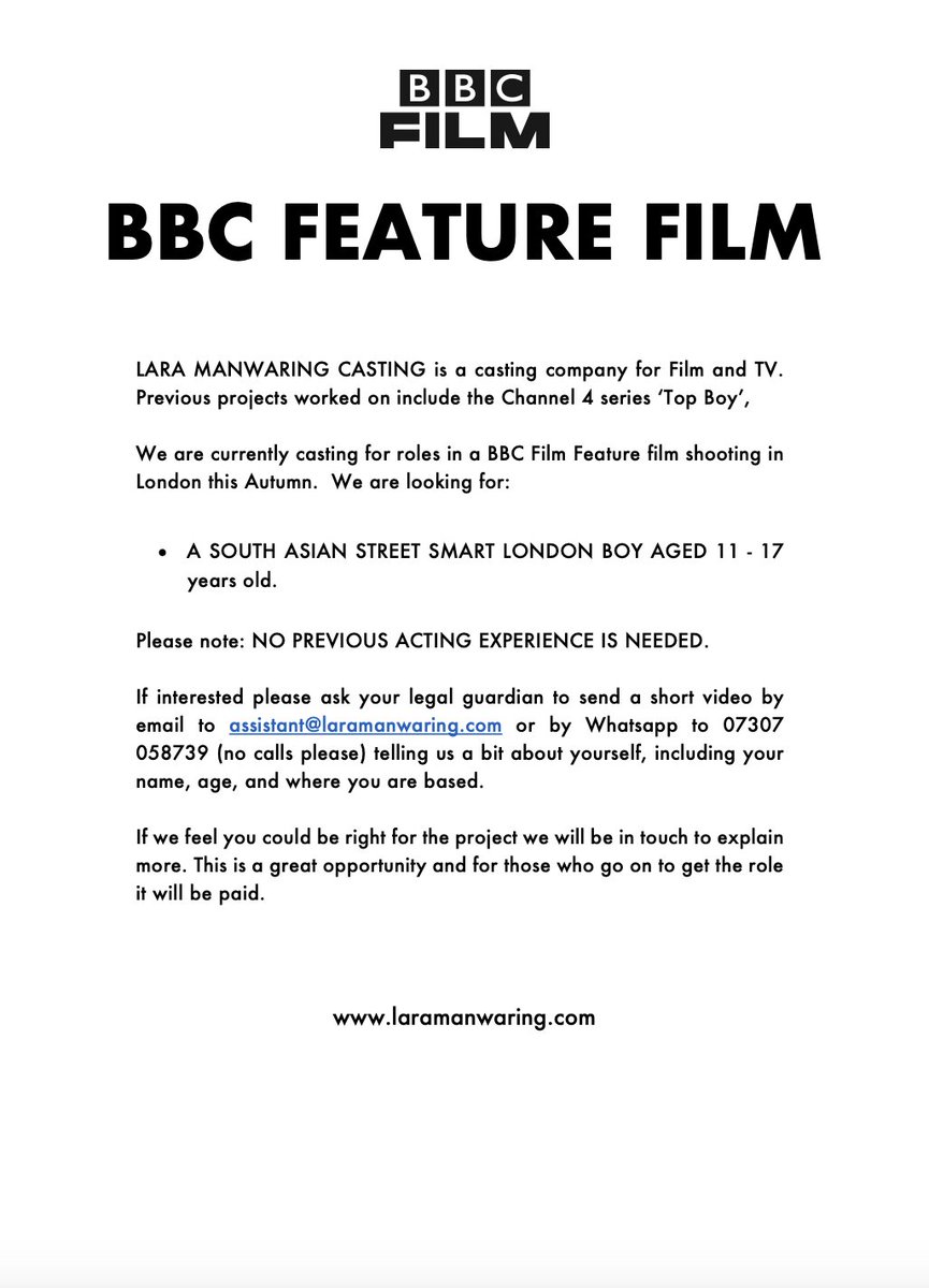 **ONE LAST ROLE ON THIS BBC FEATURE FILM** Please share flyer 🙏