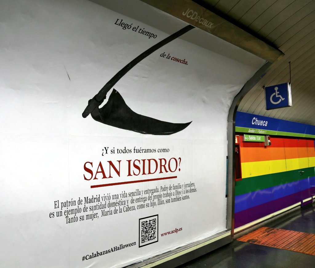 🎃Qué bonito sería rescatar la historia de San Isidro, patrón de Madrid, y no llenar las calles de sangre artificial, gusanos y disfraces tenebrosos. Ojalá la belleza de una vida ejemplar nos interpelara más que el horror y la fealdad: #CalabazasAHalloween