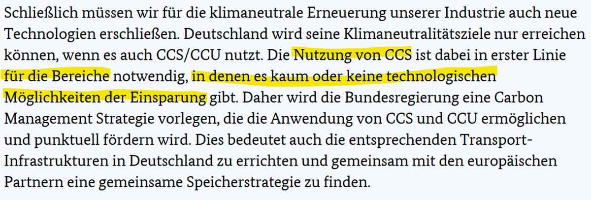 interessante passage zu ccs/ccu in der vom @BMWK vorgelegten industriestrategie:

"kaum oder keine technologischen Möglichkeiten der Einsparung" -  interessanter beitrag in der aktuellen debatte zu  abatement/vermeidbarkeit