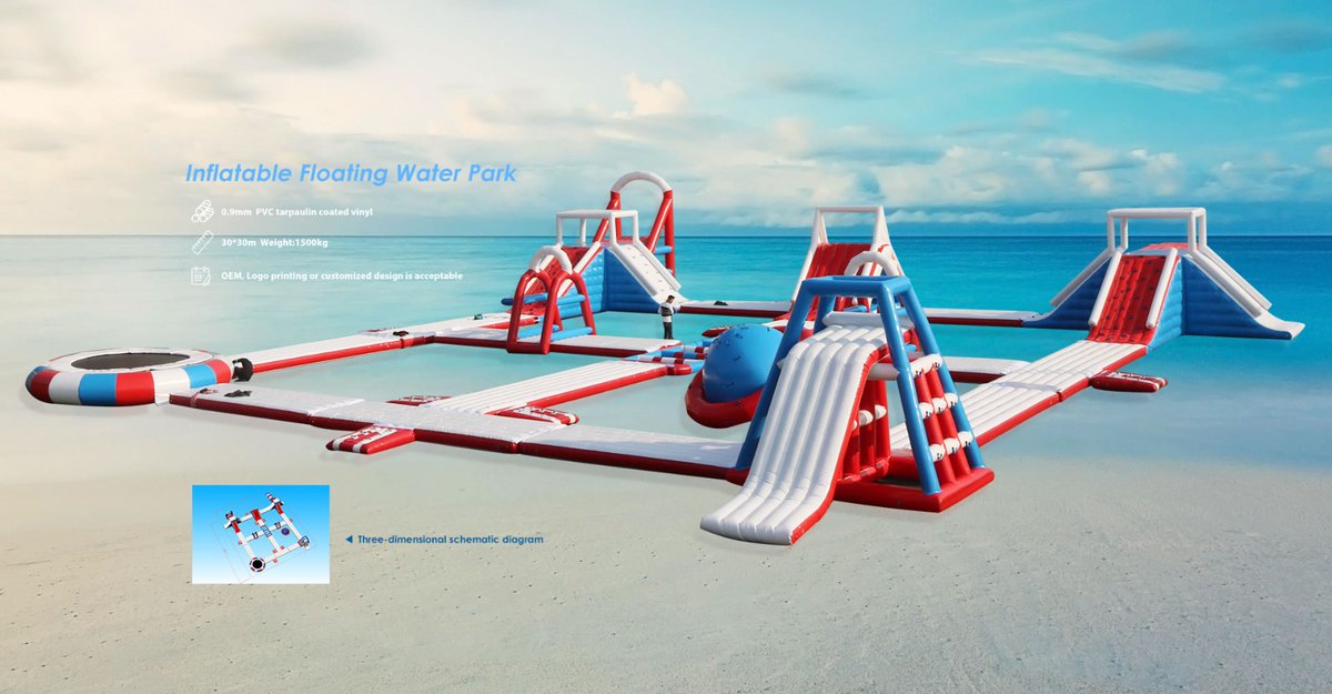 JoyInflatable's tweet image. We use nontoxic 0.9mm commercial grade reinforced PVC tarpaulin to make all the Inflatable water game with Heat welding workmanship and costomized designs preferred.

See more: bit.ly/3Mgn5wa
#floatingwaterpark #waterinflatables #inflatablewaterpark