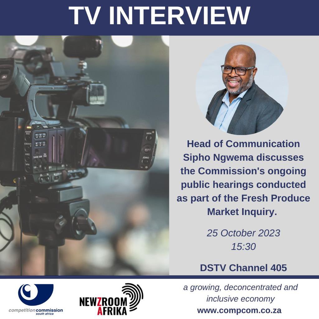 CompComSA's tweet photo. Head of Communication Sipho Ngwema discusses the Commission’s ongoing public hearings  conducted as part of the Fresh Produce  Market Inquiry. 

#FPMI #MarketInquiry #FreshProduce https://t.co/z9IiJIO6QV