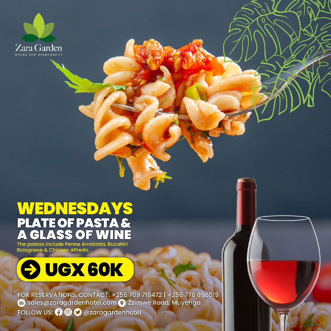 ZaraGardenHotel's tweet photo. Indulge in a midweek pasta paradise only at #ZaraGardenHotel! 

Savor the perfection of Penne Arrabiata, Bucatini Bolognese and Chicken Alfredo paired with a complimentary glass of wine at only 60K for a great mid-week treat

A taste of Italy awaits! 🍝🍷 #PastaWednesday https://t.co/R9lyn3w8BB