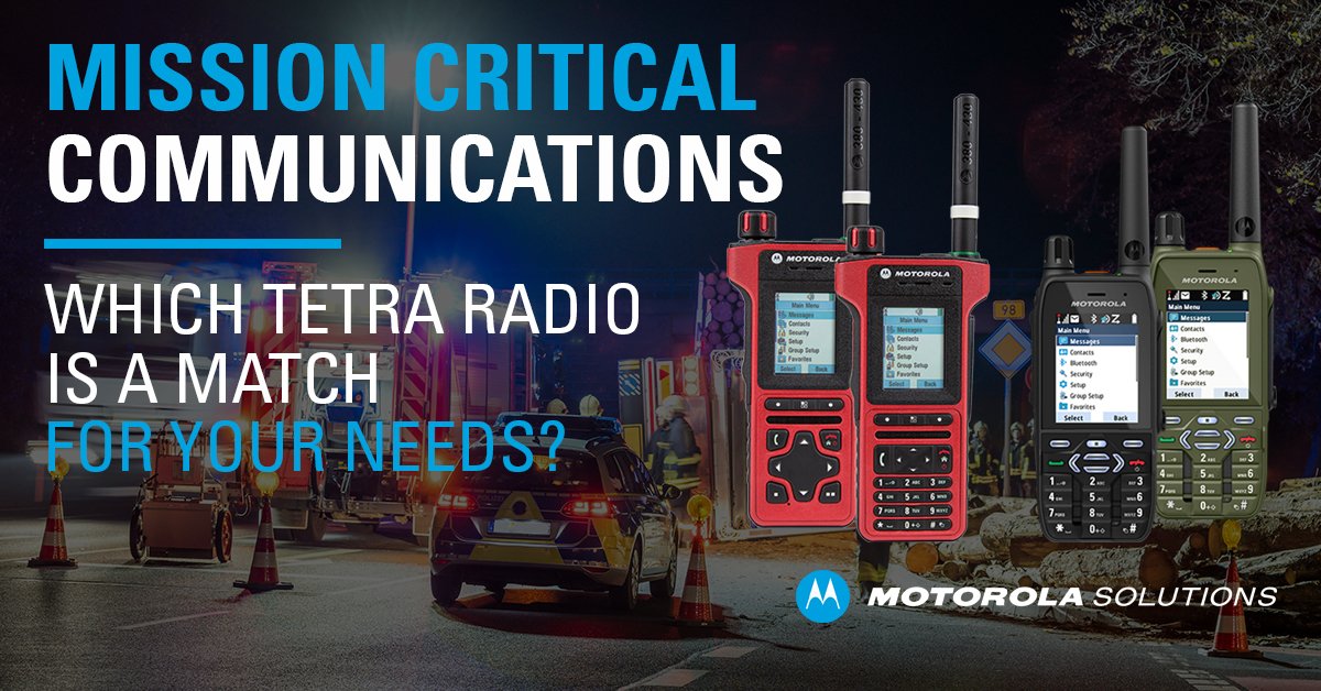 Keep personnel and communities safer with TETRA radio solutions. Build out your mission-critical solution with our online TETRA radio finder and see which portable radio is right for you. bit.ly/3RNZvul