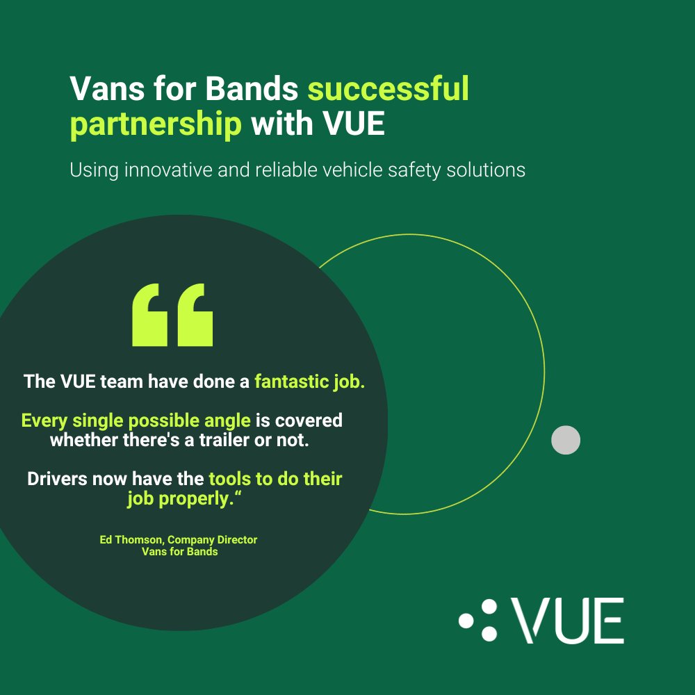 VUE technology has reduced vehicle damage in the
<a href="/VansForBandsLtd/">VansForBandsLtd</a> fleet 🎸

Our video telematics solution has helped the passenger transport supplier reduce vehicle damage and maintain their positive brand reputation.  

Read the full piece: vuegroup.org/vue-helps-vans…

#fleetrisk