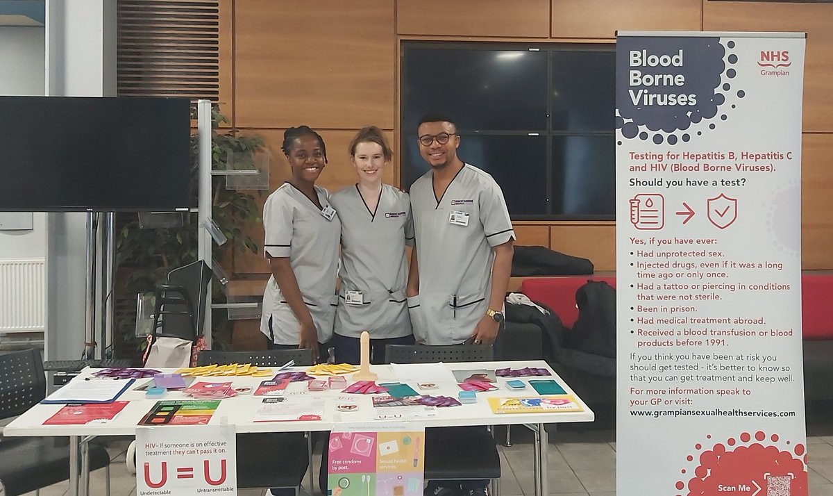 Beccabaker2020's tweet photo. @RobertGordonUni  come along to meet us and our lovely team at the nursing, midwifery and paramedic science, for a useful and informative event around sexual health and blood borne viruses! We have free condoms and a chance to test for BBVs. Held in IGB &amp; SIWB! https://t.co/Xe3rpE33zF