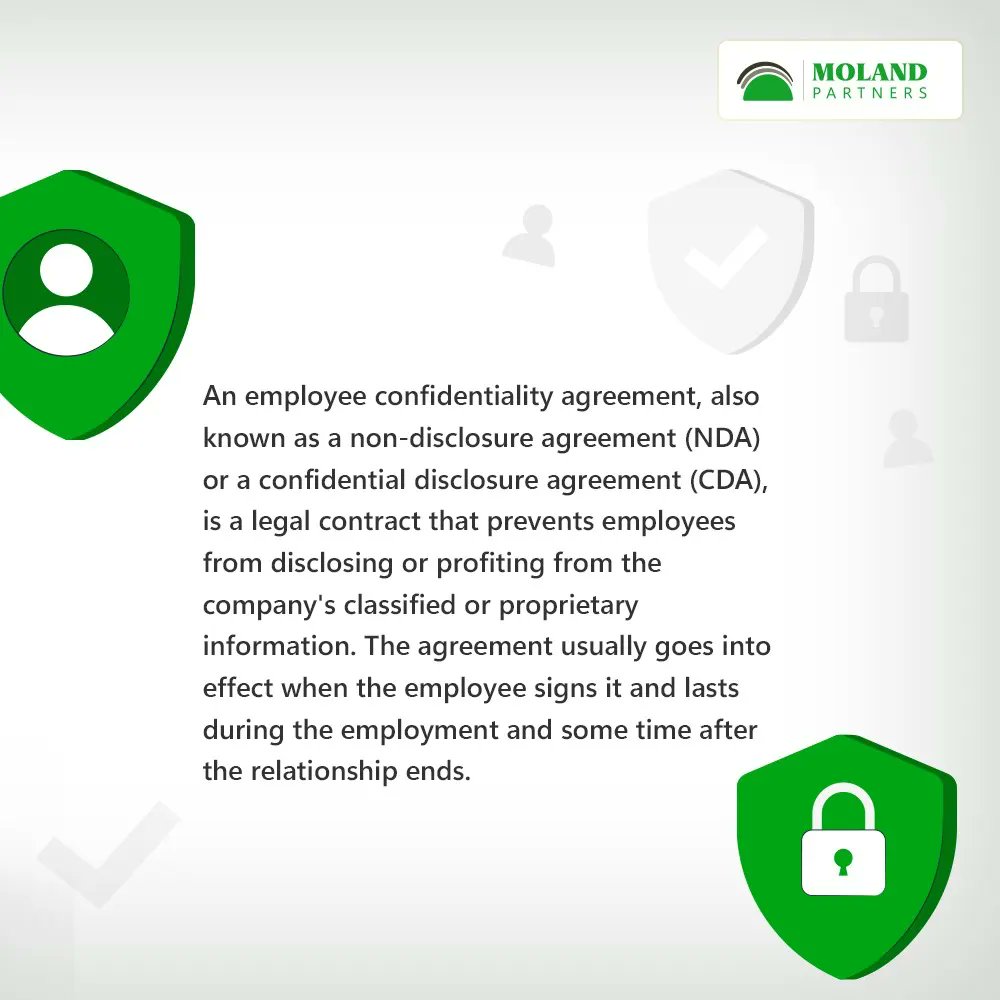 For a professionally crafted Non-Disclosure Agreement (NDA), get in touch with Moland Partners today!

#molandpartners
#partners 
#lawyers 
#accountants 
#lawfirm 
#moland 
#employer 
#employerengagement 
#employee 
#employeeengagement