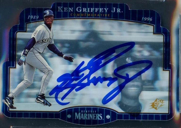 Good News, Bad News The good news is I won a 1996 SPx Ken Griffey Jr. autograph. Unfortunately, in my rush to bid, I didn't inspect the card properly. This is a @PSAcard certified in-person autograph, not one of the very rare pack-pulled versions. AS PROMISED, when it arrives,