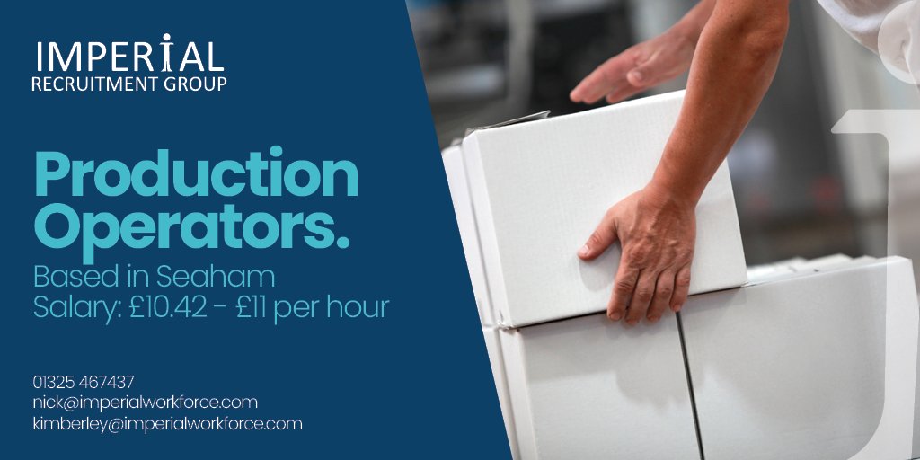 📢***Imperial Workforce is recruiting a number of operatives for our client based in Seaham. £10.42 - £11 per hour.

This is a good opportunity to earn money right through till Christmas.

Full-time only

01325467437
nick@imperialworkforce.com