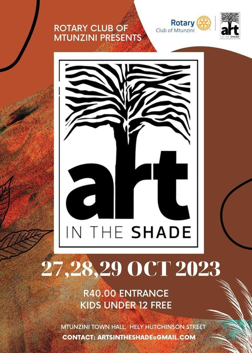 Come and join us on the 27,28 and the 29th of October 2023 for Art in the shade in Mtunzini at the Town Hall.

#artgallery #artnews #artinfo #painting #photo #photography #abstract #acrylic #watercolor #artintheshade #mtunzinitownhall #mtunzini #digitalmag #infohub #marketing