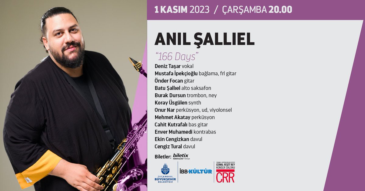 CRRConcertHall's tweet photo. 🎷 "166 Days" Anıl Şallıel 🎷
Anıl Şallıel, cazın duygusunu ve ifadesini benzersiz bir şekilde yorumluyor. Hem batı hem de doğunun esintilerini ustaca harmanlıyor. Bu özel gecede, “166 Days” albümünden esinlenen kültürlerarası bir yolculuğa davetlisiniz.
#anılşallıel #166Days https://t.co/8bKg0gqI9x