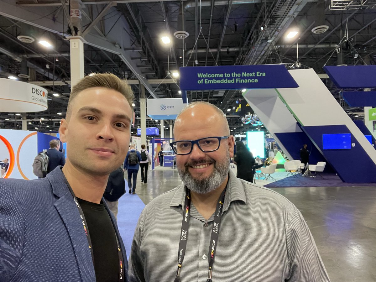 AilleronSA's tweet photo. Final day at @Money2020 USA in Las Vegas! Each day delivered insights into finance's future, new connections, and the latest tech updates. Maciej and Mateusz are there to showcase #LiveBank Customer Engagement Platform capabilities to the global #fintech audience. https://t.co/ewqVRClw8Z