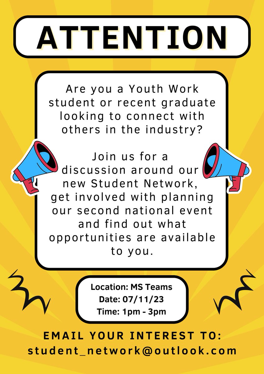 Nearly mid way through our first semester and already our student have planned the next Student #YouthWork Networking discussion. Please see details on the poster below and drop them an email for any questions you might have