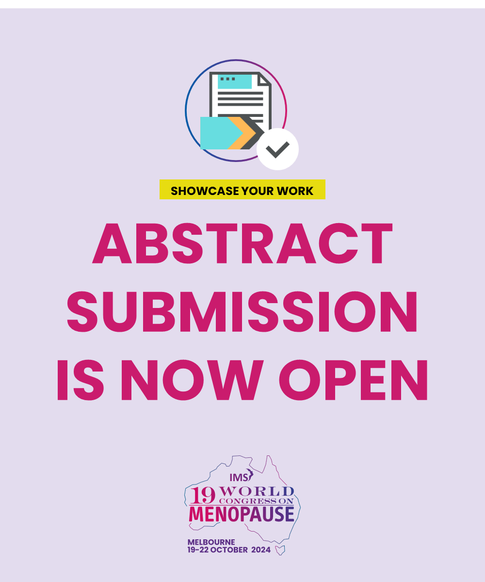 IntlMenopause's tweet image. #IMS2024 #CallforAbstract
We are pleased to announce that the abstract submission process for the 19th World Congress on Menopause is now open!
imsmelbourne2024.com/abstracts 
We can&apos;t wait to welcome you to Melbourne in less than one year!📆