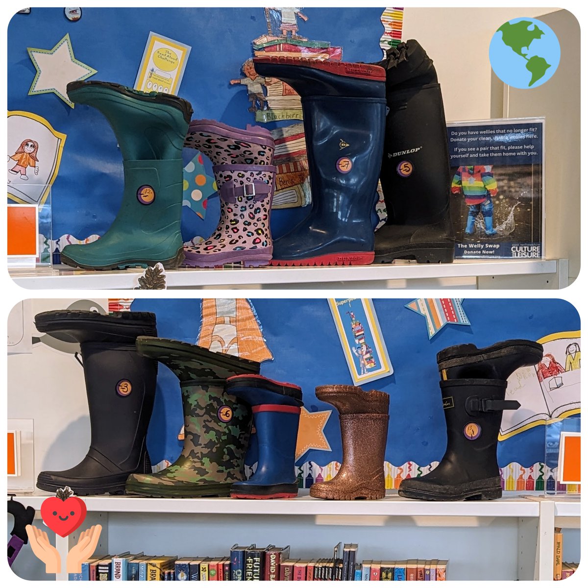 ERCL4's tweet photo. Check out our #WellySwap at #BarrheadFoundry library!
Drop by any East Ren library to pick a pair - no need to swap. Have unused wellies? Donate at any East Ren Library βπ
Part of the #RootCauseProject, making our local communtiy greener πβ»οΈ
#ERCLT #LoveLibraries https://t.co/59IaPXrbLy