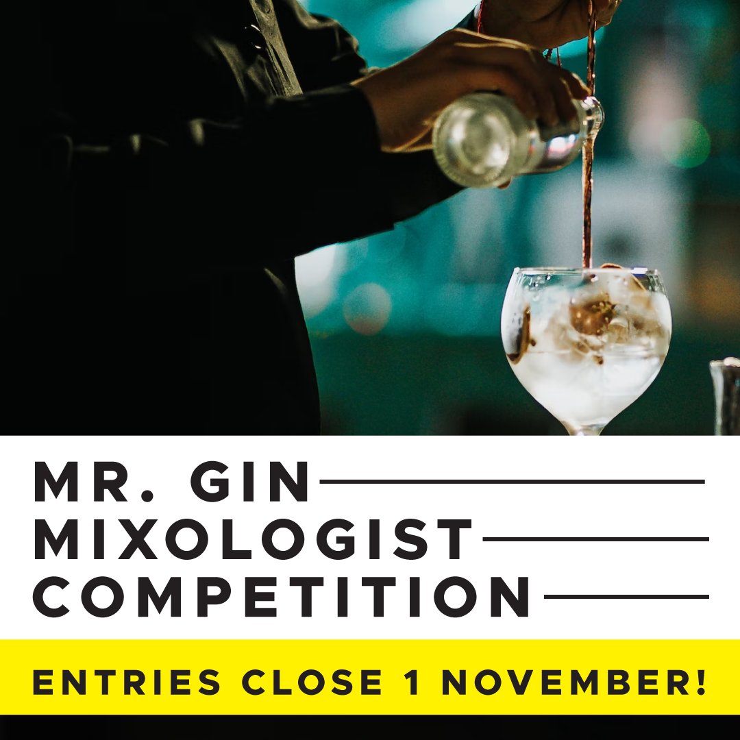 TSPCWORLD's tweet photo. The clock is ticking; entries for Mr. Gin’s Mixologist Competition close on November 1st!
Don't miss your shot at winning amazing prizes. Register now and let the mixology showdown begin! 🍹👨🍳🍸
#MrGin #MrGinUK #CraftYourCocktail #MixologyCompetition #GinMasters #ClosingSoon https://t.co/9z7otheibi