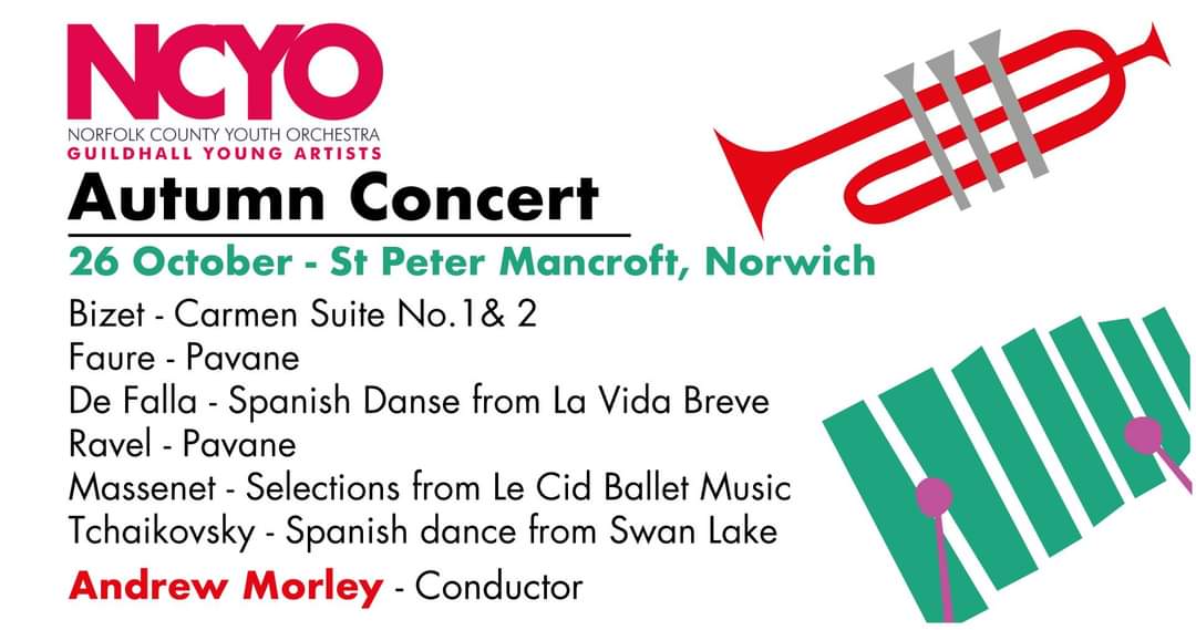 Come and join our wonderful Norfolk County Youth Orchestra for an exciting evening of Spanish music!🎶 <a href="/StPeterMancroft/">St Peter Mancroft</a> Thursday 26 October 7pm.
Tickets ⬇️
ticketsource.co.uk/gyanorwich
