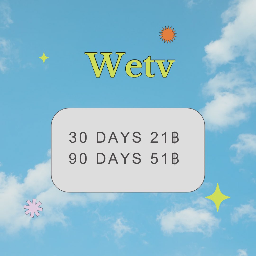 mt1nsq's tweet photo. ⟣🧃Wetv✩ 

30 days 21 ฿ 
90 days 51 ฿ 

 line or dm https://t.co/V9vfrVGBaO

#หารwetvราคาถูก #หารwetv #หารวีทีวี
 #หารwetvvip #wetv #wetvvipราคาถูก #หารวีทีวีราคาถูก https://t.co/LX0o2w8GnN