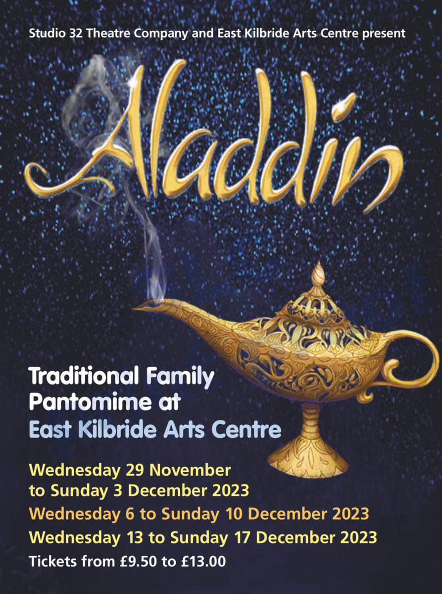Book your magic carpet ride to Old Peking for <a href="/studio32theatre/">Studio32 Theatre Company</a>'s magical family pantomime Aladdin... it's pure Genie-us!

𝗙𝗶𝗻𝗱 𝗼𝘂𝘁 𝗺𝗼𝗿𝗲: tinyurl.com/jf8zxyde