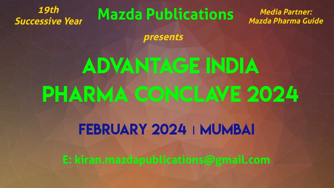 KiranRaheja1's tweet image. #ExpressPharma

Advantage India Pharma Conclave 2024, 23 February 2024, Hotel Kohinoor Continental, Mumbai

Organised by Mazda Publications 

Pls Connect : Ms Kiran Raheja
Associate Sr Business Head- Corporate Business 
Hp: +91 98212 70907
E: kiran.mazdapublications@gmail.com
